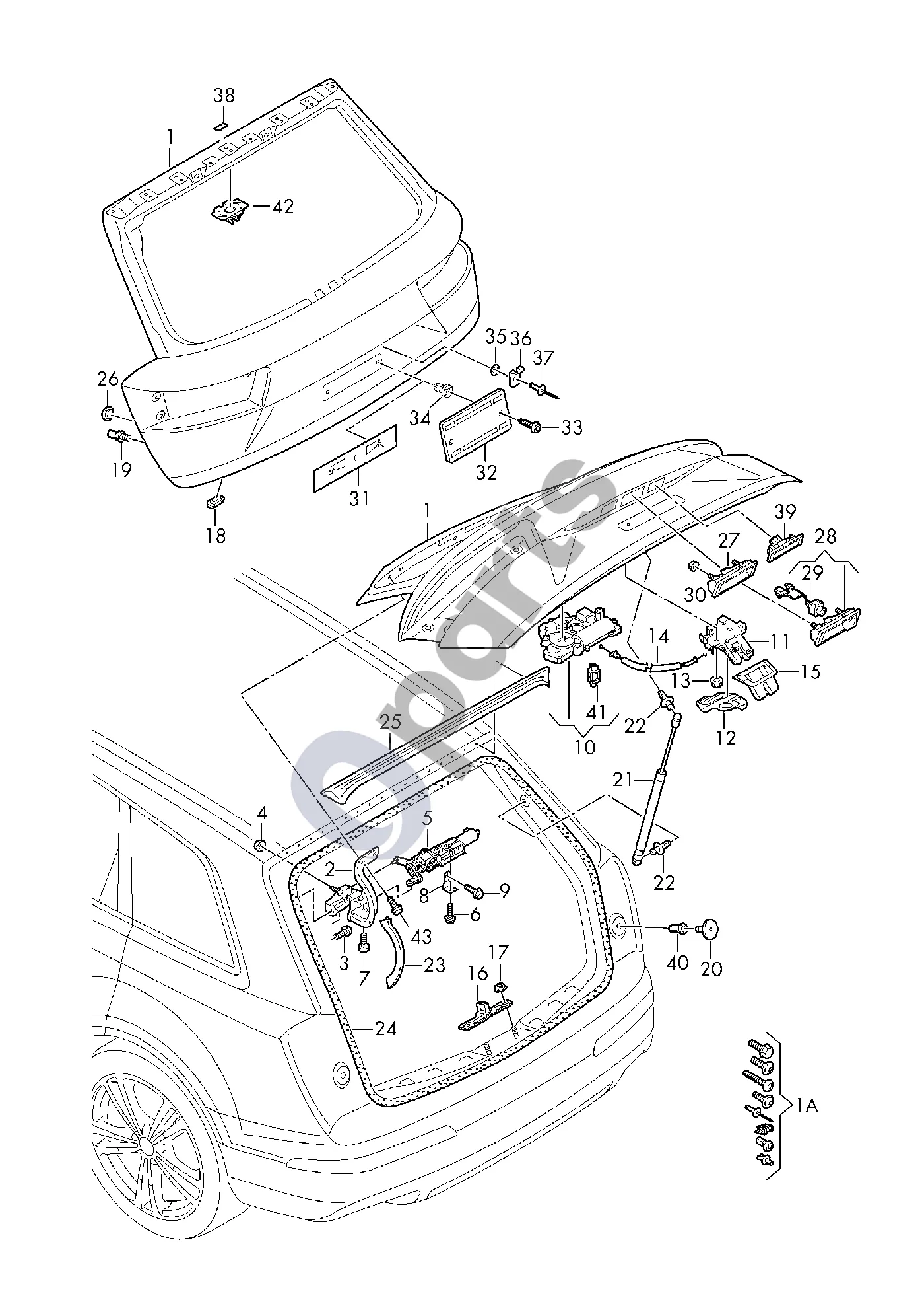 Audi Q7 4M (2015–2026) Galinis dangtis schema – Bagažinės dangčio uždarymo pagalbos variklis D - 03.04.2017>>