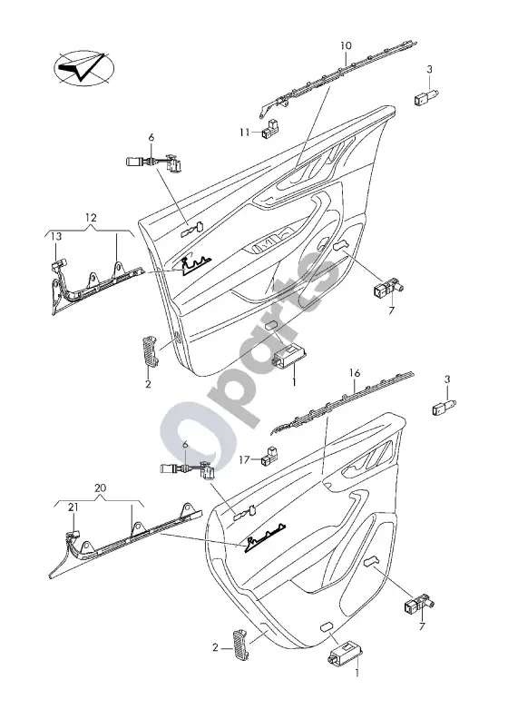 Audi Q7 4M įlipimo apšvietimas – schema