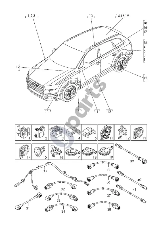 Audi Q7 4M rėlių plokštė – schema