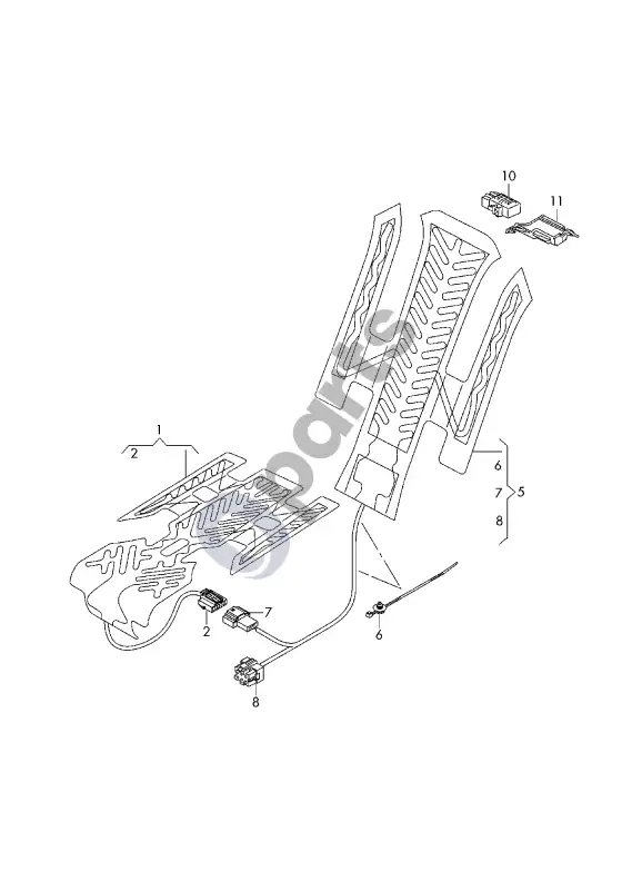 Audi Q7 4M sėdynių pašildymas – schema