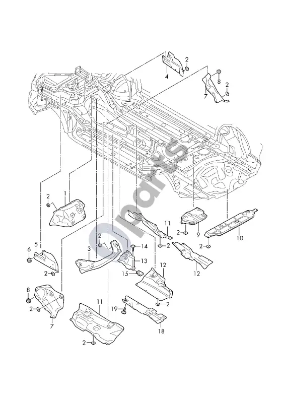 Audi Q8 šilumos skydas – schema