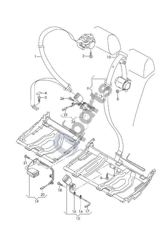 Audi RS Q3 saugos diržas – schema
