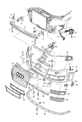 Audi RS4 B7 (2005–2015) Bamperis – schema