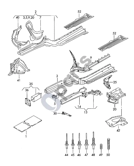 Audi RS4 B7 durys – schema