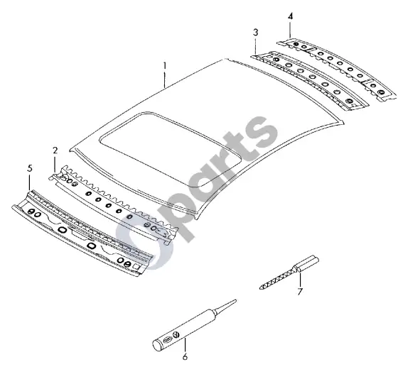Audi RS4 B7 stogas – schema