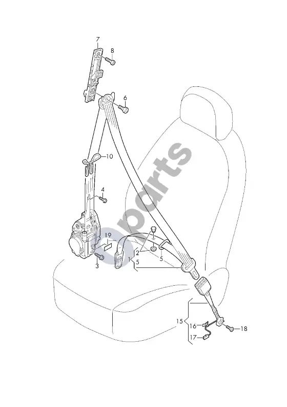 Audi RS4 B9 saugos diržas – schema