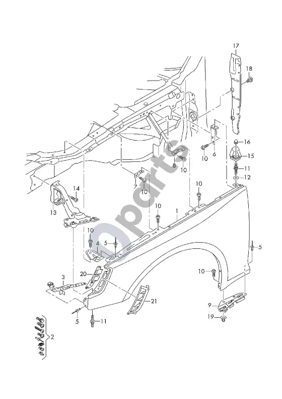 Audi RS4 B9 sparnas – schema