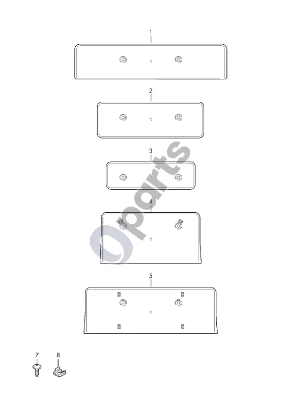 Audi RS4 B9 valstybinio numerio rėmelis – schema