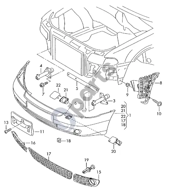 Audi RS4 bamperis – schema