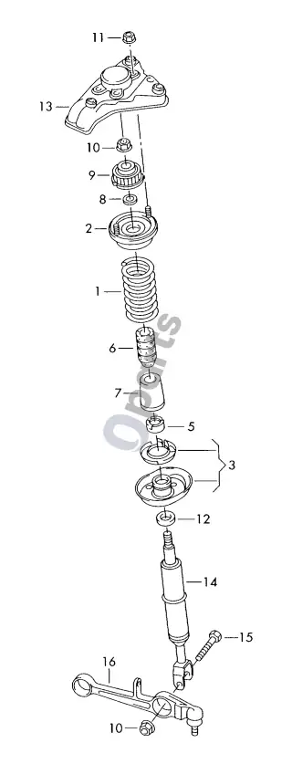 Audi RS4 Pakaba; amortizatorius – schema