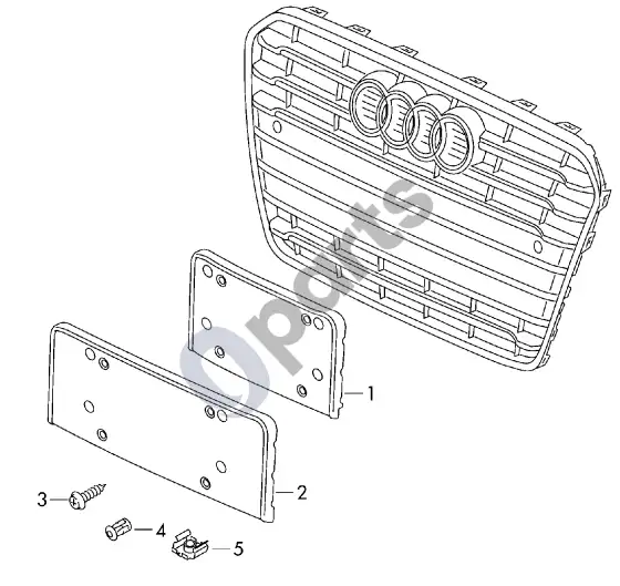 Audi RS5 valstybinio numerio rėmelis – schema