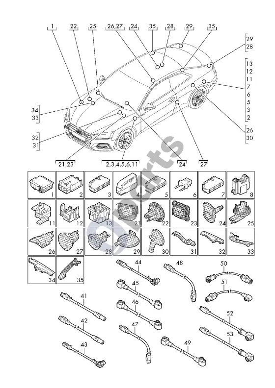 Audi RS5 saugiklių dėžė – schema