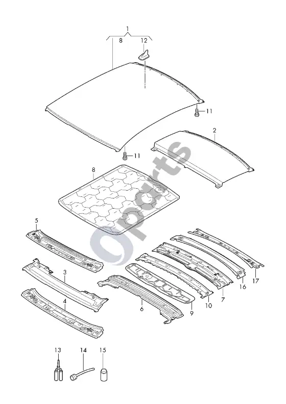 Audi RS5 stogas – schema