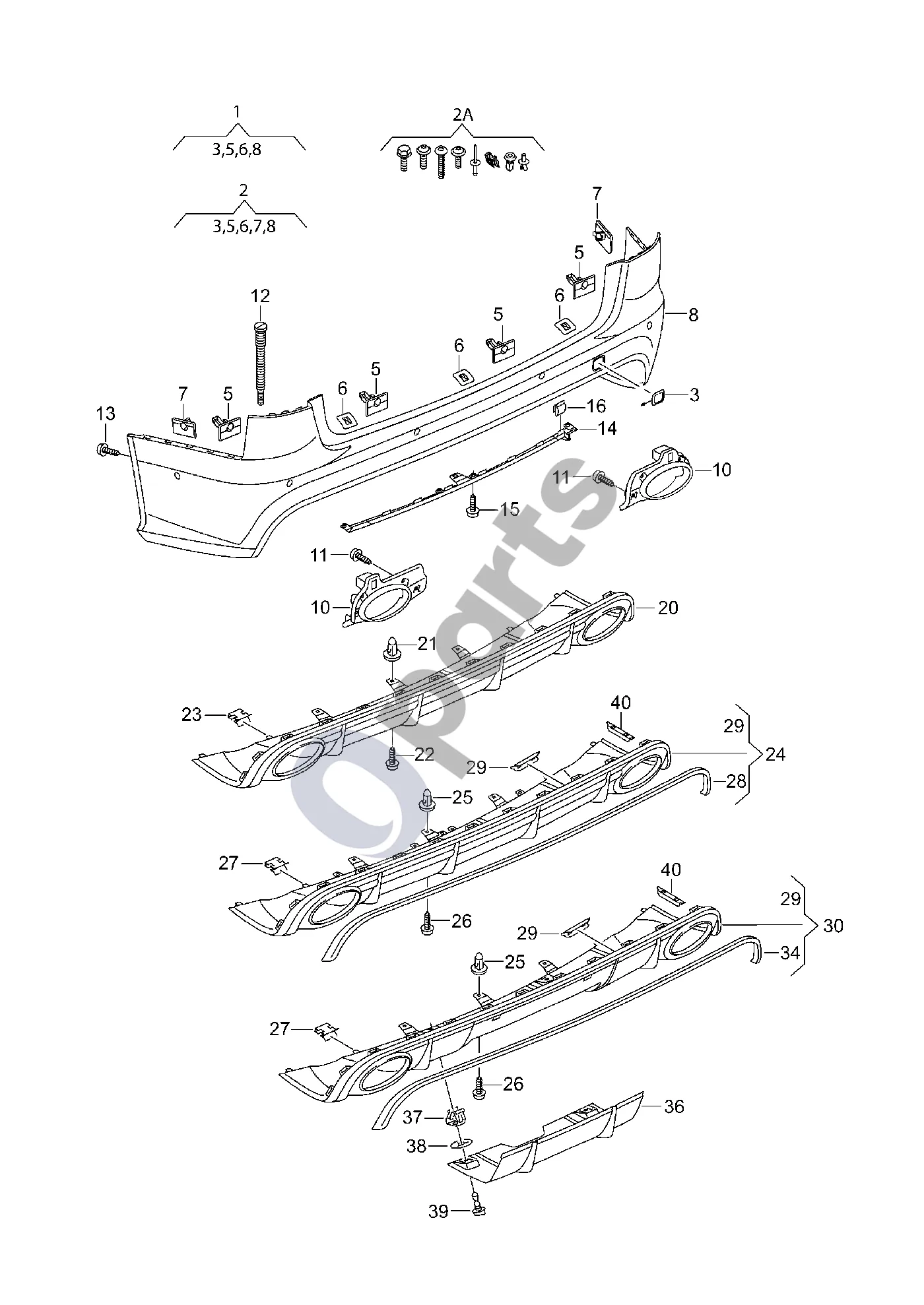 Audi RS6 C7 (2013–2018) Bamperis schema – pozicija 20: Spoileris