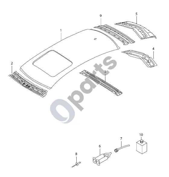 Audi RS6 C7 stogas – schema