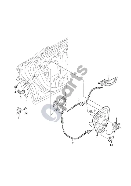 Audi RS6 C8 durų spyna – schema