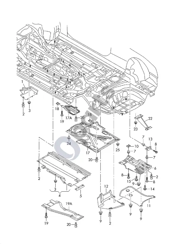Audi S5 durų stiklas – schema