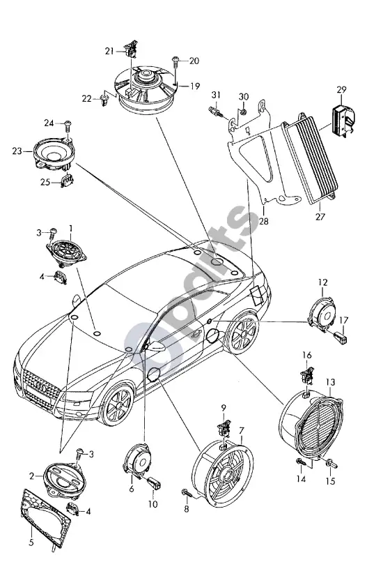 Audi S5 garsiakalbis – schema