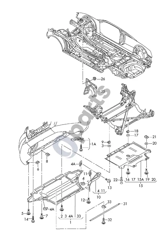 Audi S5 sėdynės rėmas – schema