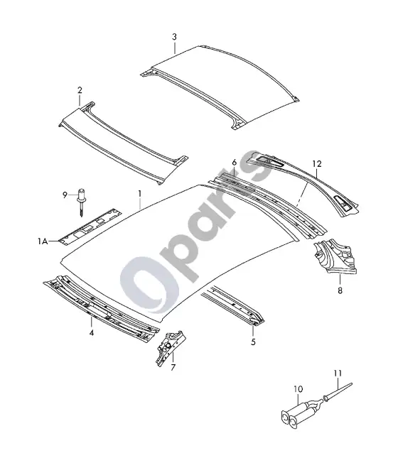 Audi S5 stogas – schema