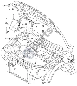 Audi TT Mk1 (1999–2006) Sklendė – schema