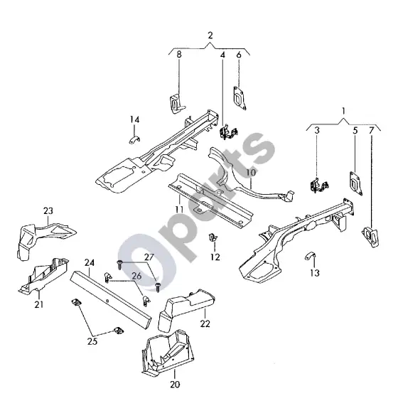 Audi TT TTS Mk2 lonžeronas – schema
