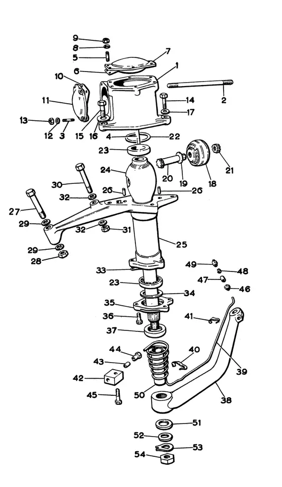 Bentley S A series early oil lubrication of pendulum lever (steering box RHD power steering) – schema