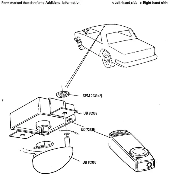 Rolls-Royce Silver Spirit cdl remote infra red receiver (other than UK, n.america & japan) – schema