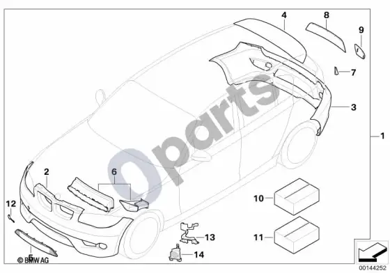 BMW 1 E81 E87 aerodinaminis paketas; 2004.09 - ... – schema