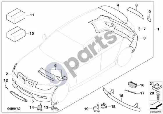 BMW 1 E81 E87 aerodinaminis paketas – schema