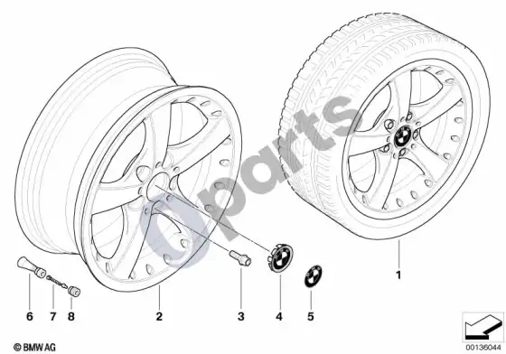 BMW 1 E81 E87 BMW kompozitinis ratlankis, žvaigždinių stipinų 179 – schema