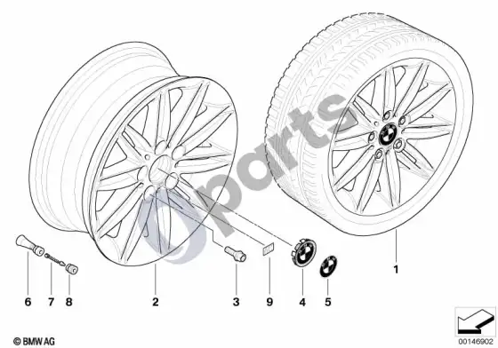 BMW 1 E81 E87 BMW lengvojo lydinio ratlankis, m dvigubos stygos 207 – schema