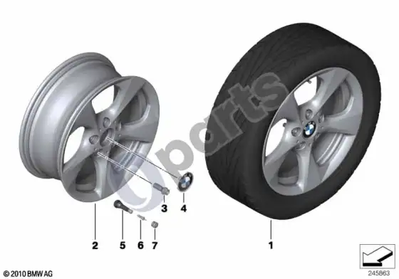BMW 1 E81 E87 BMW lengvojo lydinio ratlankis streamline 370 – schema