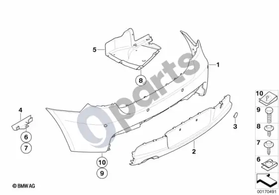 BMW 1 E81 E87 BMW performance aerodinamika, galinė dalis – schema
