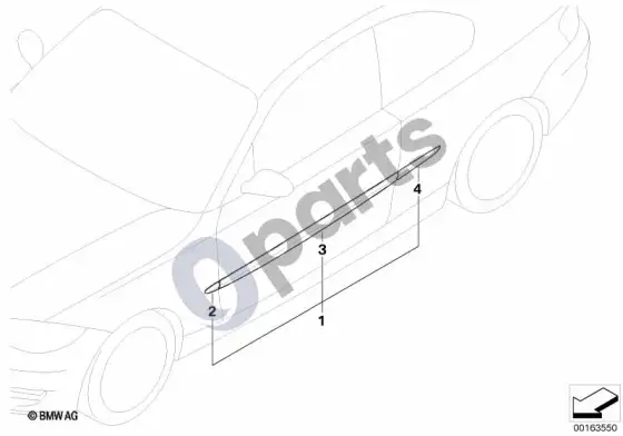 BMW 1 E81 E87 apsauginės juostelės, šoninės (E81 116D) – schema