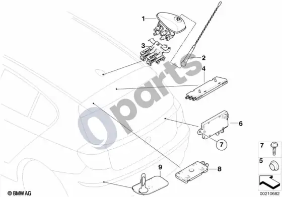 BMW 1 E81 E87 atskiros dalys, antena (E81 116D) – schema