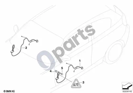 BMW 1 E81 E87 durų laidų pynė (E81 116D) – schema