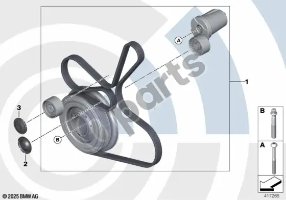 BMW 1 E81 E87 diržinių pavarų remonto komplektas, value line – schema