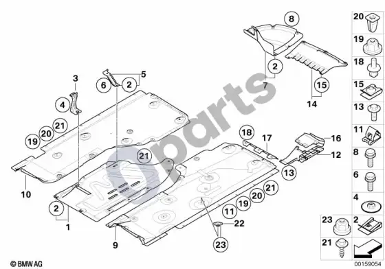 BMW 1 E81 E87 dugno apsauginė danga (E81 116D, E87 LCI 116D) – schema