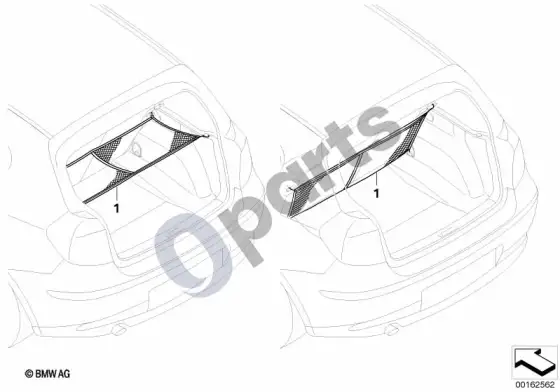BMW 1 E81 E87 bagažinės tinklas (E81 116D, E87 LCI 116D, E87 116I) – schema