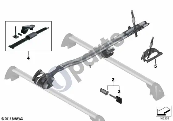 BMW 1 E81 E87 lenktyninio dviračio laikiklis (E81 116D, E87 LCI 116D, E87 116I) – schema