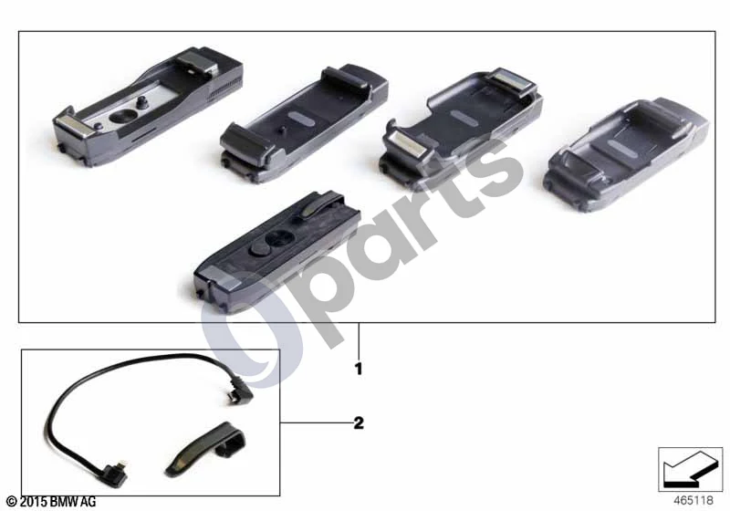 BMW 1 E81 E87 (2004–2011) Fiksuojamas adapteris, Apple įrenginiams (E81 116D, E87 LCI 116D) schema – pozicija 01: Įspraudžiamas adapteris Media