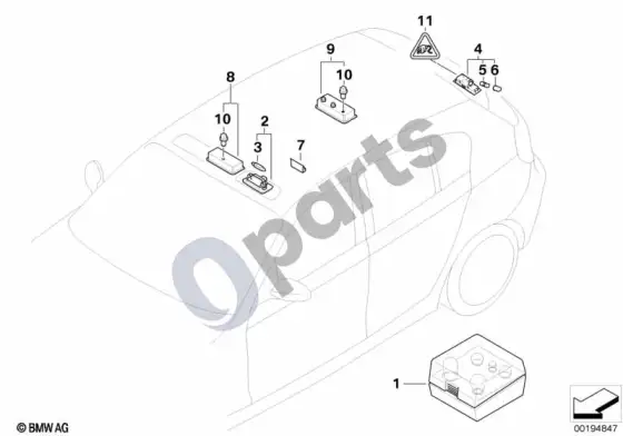 BMW 1 E81 E87 įvairios lemputės / atsarginių lempučių dėžutė – schema