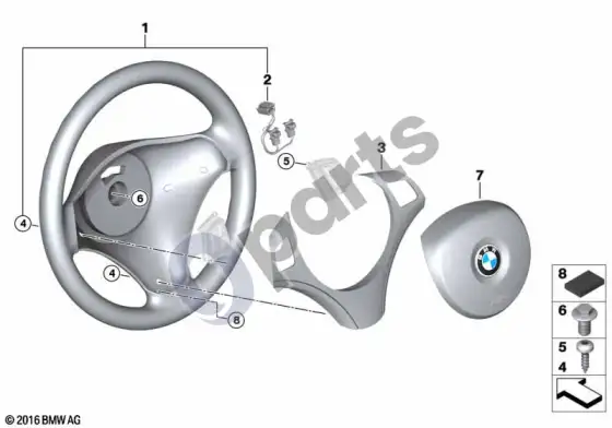 BMW 1 E81 E87 sportinio vairo oro pagalvė, multifunkcinė – schema