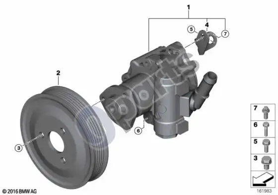 BMW 1 E81 E87 vairo stiprintuvo siurblys (E81 116D, E87 LCI 116D) – schema