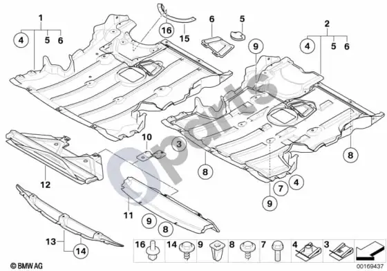 BMW 1 E81 E87 variklio dangčio apsauga (E81 116D, E87 LCI 116D) – schema