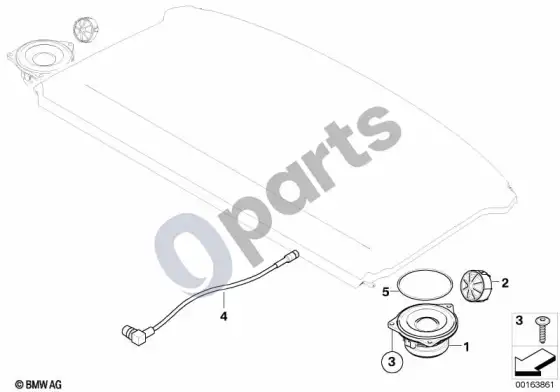 BMW 1 E81 E87 galinio lentynos garsiakalbio pavienės dalys – schema