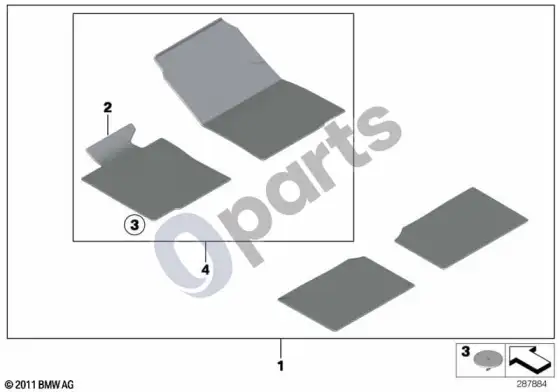 BMW 1 E81 E87 grindų kilimėliai velūriniai (E81 116D) – schema