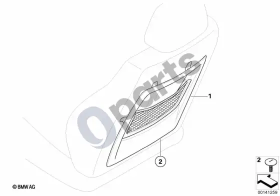 BMW 1 E81 E87 papildomas montavimas, tinklelis prie sėdynės atlošo – schema