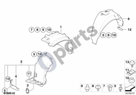 BMW 1 E81 E87 ratų arkos apdaila (E81 116D) – schema